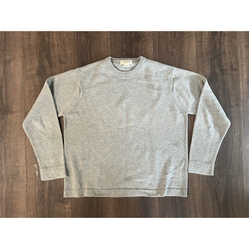 Vintage J. Crew Men’s Size Xl Gray 100% Cotton Knit Crewneck Sweater Pullover - Picture 1 of 7